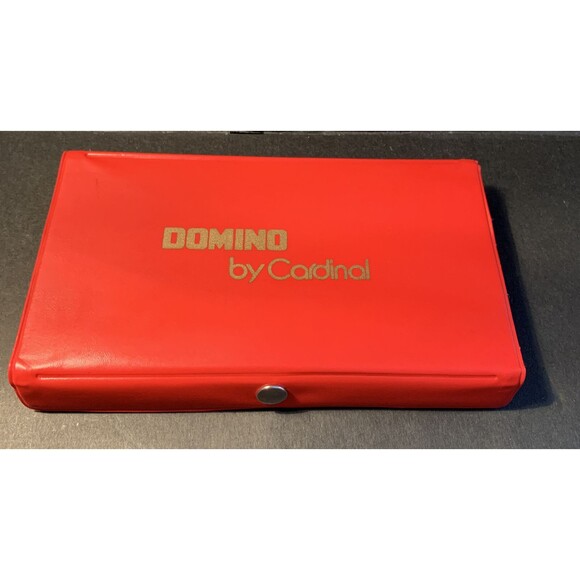 Vintage 28 pc Dominoes Set By Cardinal With Red Vinyl Case - Picture 2 of 3